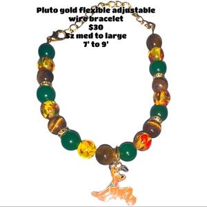 Pluto beaded adjustable silver wire bracelet